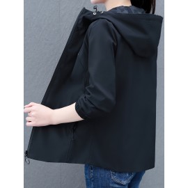 女性用ダブルサイドアノラックジャケット-ポリエステル素材、長袖、春秋用
