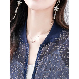 シフォン長袖ベースボールトップ 春新作 エアコン対応 シャツ カジュアル シンプル スリミング 軽量ジャケット S11P0008A