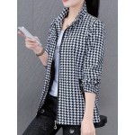 女性のカジュアルなハウンドストートパターンポリエステルジャケット、MANDARINカラージング長袖ジッパープレースウィークエンドカジュアルウェア