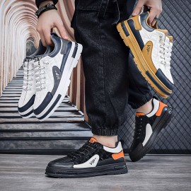 男性向けのおしゃれなストリートスタイルのカラーブロックスケートボードシューズ。男性のアウトドアアクティビティに最適な、快適で滑りにくいカジュアルスニーカー。男性用の履物。
