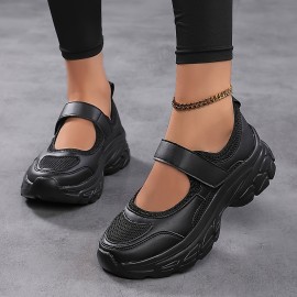 レディース メッシュ プラットフォームスニーカー、通気性抜群、カジュアル