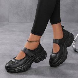 レディース メッシュ プラットフォームスニーカー、通気性抜群、カジュアル
