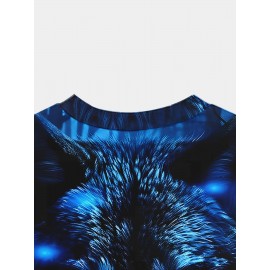 夏のメンズアウトドアスポーツファッション、快適なラウンドネック半袖Tシャツ、凶暴なローンウルフグラフィック3DデジタルプリントTシャツ、日常着のカジュアルTシャツ