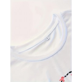 メンズカジュアルクルーネック半袖Tシャツ - ストレッチポリエステルブレンド、クールなテディベアグラフィックプリント付きホワイト、カジュアルアティア用サマースポーティティー、日常Tシャツ | トレンディなニットウェア | 洗濯機可