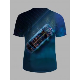 メンズ夏用半袖Tシャツ、クルーネック、ポリエステル100%、速乾性、通気性のあるニット素材、サーフィン、ランニング、家庭、ストリートウェア、パーティーに最適、140g/m² - レギュラーフィット