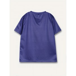ニューヨークスカイライングラフィックメンズブルーショートスリーブTシャツ - スタチュオオフリバティ&シティスケープデザイン付きのカジュアルアウトドアティー、ポリエステル、ラウンドネック、夏用、カジュアルな夏用 | 都市カジュアルウェア | ポリエステル生地