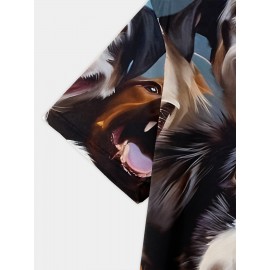 夏のメンアウトドアスポーツ快適クルーネック半袖、可愛い犬3DデジタルプリントTシャツ、日常着カジュアルTシャツ